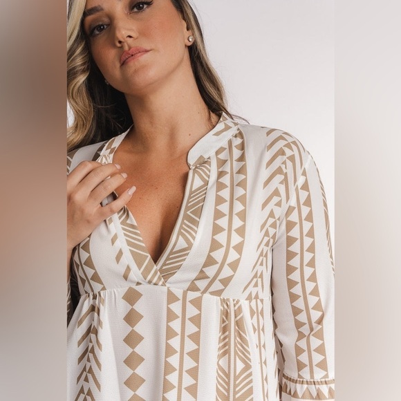 Silk & Salt Women Tunic Geometric Printed dress 3/4 Sleeves Size Medium EUC - Picture 12 of 14